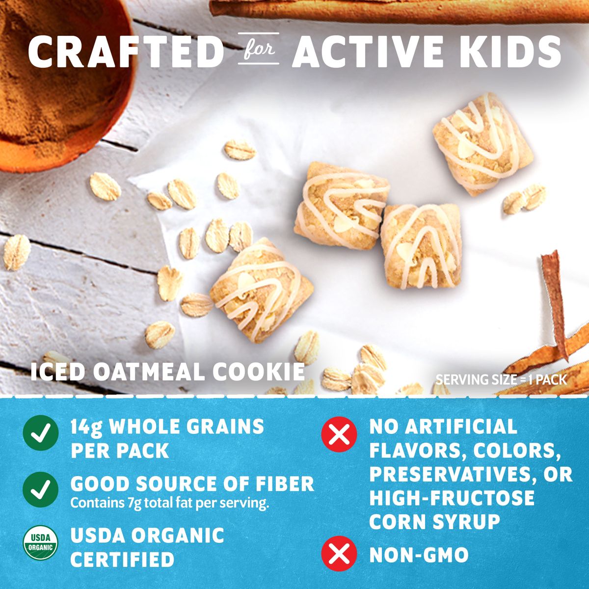 Zbar Oat Bites Organic Iced Oatmeal Cookie Baked Oat Energy Granola Bites Snacks for - 6.6oz/6ct - thumbnail 5