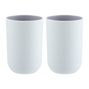 Unique Bargains 2Pcs Bathroom Tumblers Bathroom Toothbrush Cup Blue 4.33''x2.76'' 350ml - 1 of 4