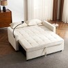 57 Inch Loveseat Pull Out Beds,Sleeper Sofa with a Reversible Backrest Cushion, Side Pockets,Two USB Ports and a Phone Holder-Maison Boucle - 3 of 4