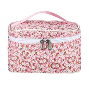 Unique Bargains Portable Peony Travel Cosmetic Bag Pink 1 Pc