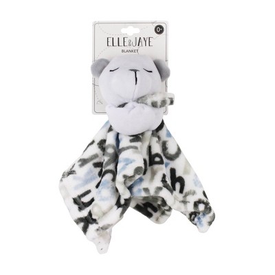 Elle & Jaye Security Blanket Blue Alphabet Bear with Arms Printed Lovey