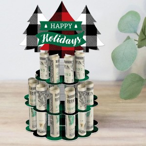 Big Dot of Happiness Holiday Plaid Trees - DIY Buffalo Plaid Christmas Party Money Holder Gift - Cash Cake - 1 of 4