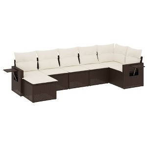 vidaXL Garden Sofa Set Brown, Cream white - 1 of 4