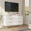 47Inch Wide 6-Drawer Modern White Wood Dresser with Golden Handles, Fluted Accent Storage Dresser for Bedroom, Living Room, or Entryway - 4 of 4