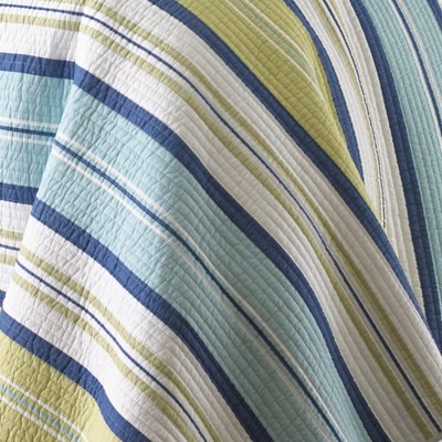 Bayport Twin Blue Cotton Reversible Quilt Set