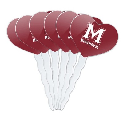 Morehouse College Primary Logo Heart Love Cupcake Picks Toppers Decoration Set of 6