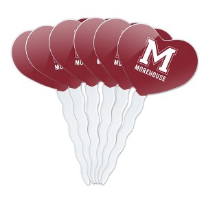 Morehouse College Primary Logo Heart Love Cupcake Picks Toppers Decoration Set of 6 - 1 of 4