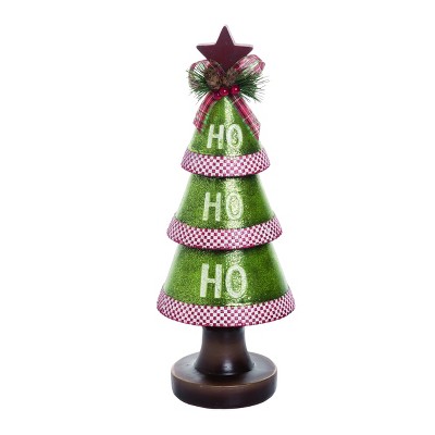 Transpac Resin 13 in. Green Christmas HO-HO-HO Tree