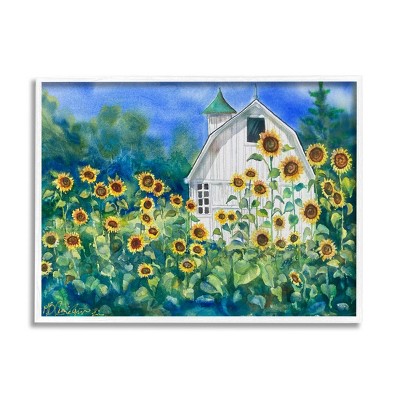 Stupell Industries Tall Sunflowers Country Barn Framed Giclee Art