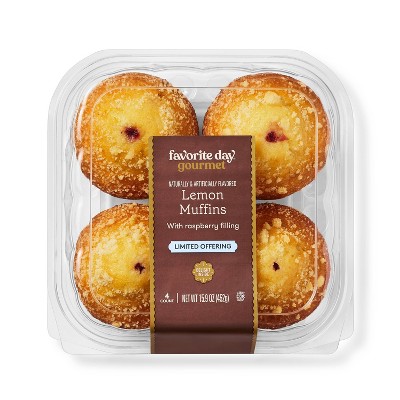 Lemon Raspberry Filled Muffins - 15.9oz/4ct - Favorite Day™