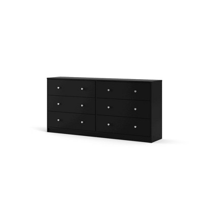 Black Double Horizontal 6-Drawer Dresser