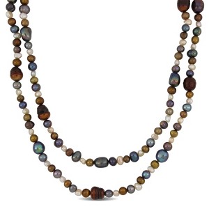 EVERLY JEWELRY | 4-8mm Multi-Color Cultured Freshwater Pearl Endless Necklace, 72 inc - 1 of 2