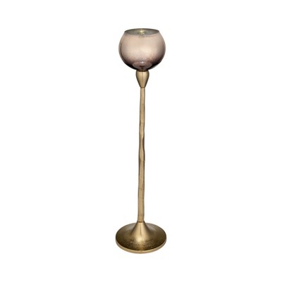 Glam Glass & Metal Pillar Candle Holder - Elegant Aluminum Design for Home, Office, Bedroom & Living Room