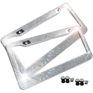 Zone Tech Shiny Bling License Plate Cover Frame - Crystal Bling Premium Quality Novelty/License Plate Frame with Mounting Screws - 1 of 4