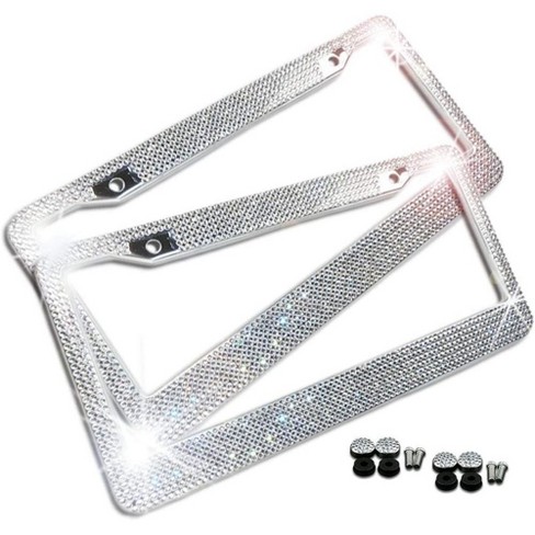 Crystal Bling Premium Quality Novelty/License Plate Frame with Mounting Screws Zone Tech Shiny Bling License Plate Cover Frame 