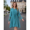 INSPIRE CHIC Women's Long Lace Sleeve Ruffle V Neck Drawstring Waist Flowy Boho Knee Length Dress - 2 of 4
