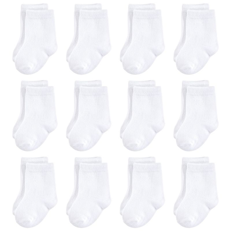 Touched by Nature Baby Unisex Organic Cotton Socks, White 12-Pack, 1 of 3