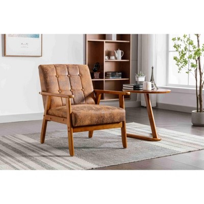 CAVINAS Velvet Fabric Accent Chair with Mid-Height Backrest,Mid-Century Upholstered Living Room Chairs,Reading Chairs for Living Room