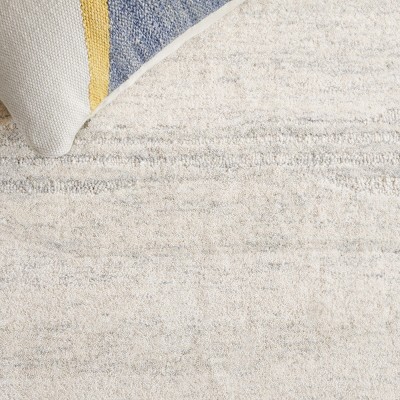Light Grey and Beige Handmade Wool Tufted 4' x 6' Rug
