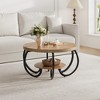30" Round Coffee Table, 2 Tier Coffee Table for Living Room, Wood Accent Center Tables with Open Storage Industrial Design, Easy Assemble - 2 of 4