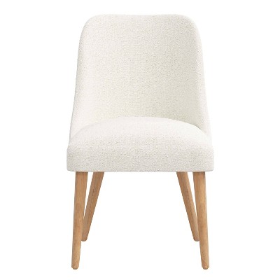 Skyline Furniture Sherrie Upholstered Dining Chair White: Mid-Century Modern, Boucle Fabric, Tapered Legs