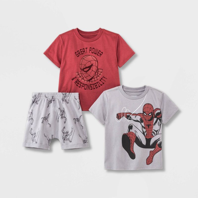 Toddler Boys' 3pc Marvel Top and Bottom Set - Gray/Red, 1 of 6