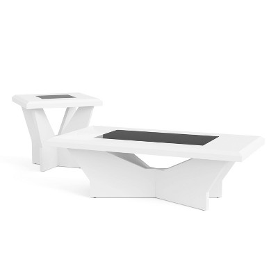 2pc Manke Tempered Glass Top Insert Coffee Table Set - miBasics