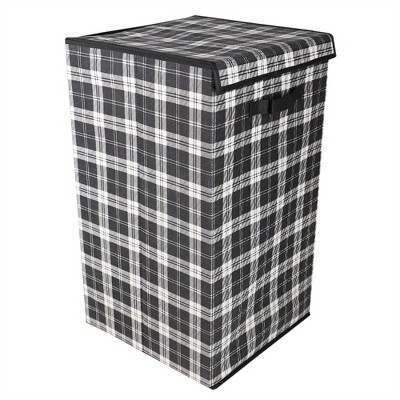 Home Basics Plaid Non-Woven Laundry Hamper, Black