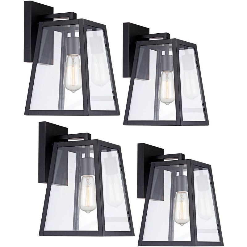 John Timberland Arrington Modern Outdoor Wall Lights Fixtures Set of 4 Mystic Black 13" Clear Glass for Post Exterior Barn Deck House Porch Yard Patio, 1 of 10