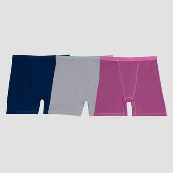 Hanes Premium Women's 4pk Boyfriend Cotton Stretch Boxer Briefs - Gray/blue/ pink Xxl : Target