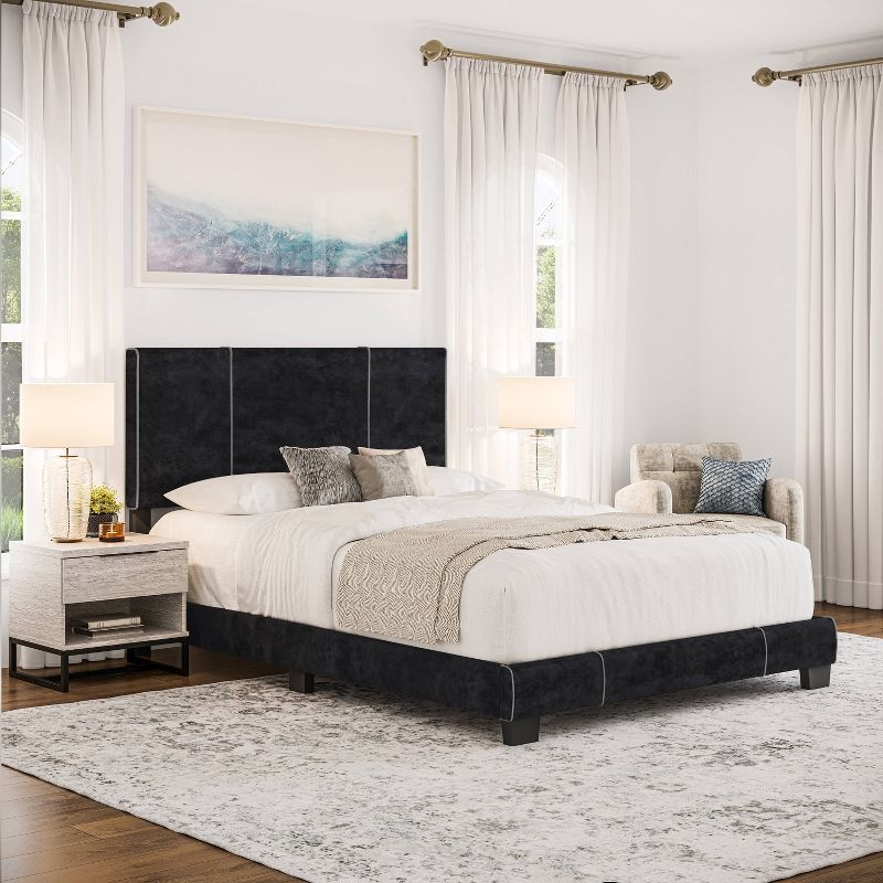 Queen Lucena Velvet Upholstered Bed Frame Black - Boyd Sleep Eco Dream, 5 of 9
