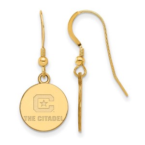 Black Bow Jewelry 14k Yellow Gold Plated Sterling Silver The Citadel Bulldogs NCAA Dangle Earrings - 1 of 3