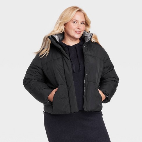 Women s Nylon Puffer Jacket A New Day Black 3x Target