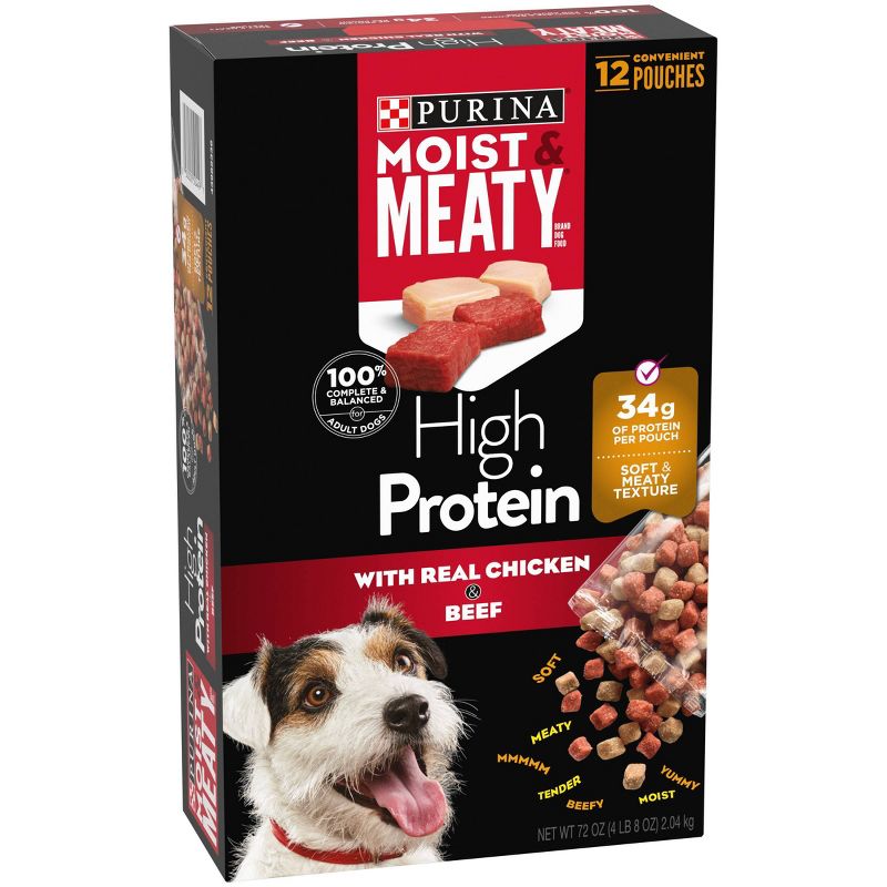 Moist &#38; Meaty High Protein Chicken &#38; Beef Flavor Dry Dog Food - 12ct Pack, 5 of 10