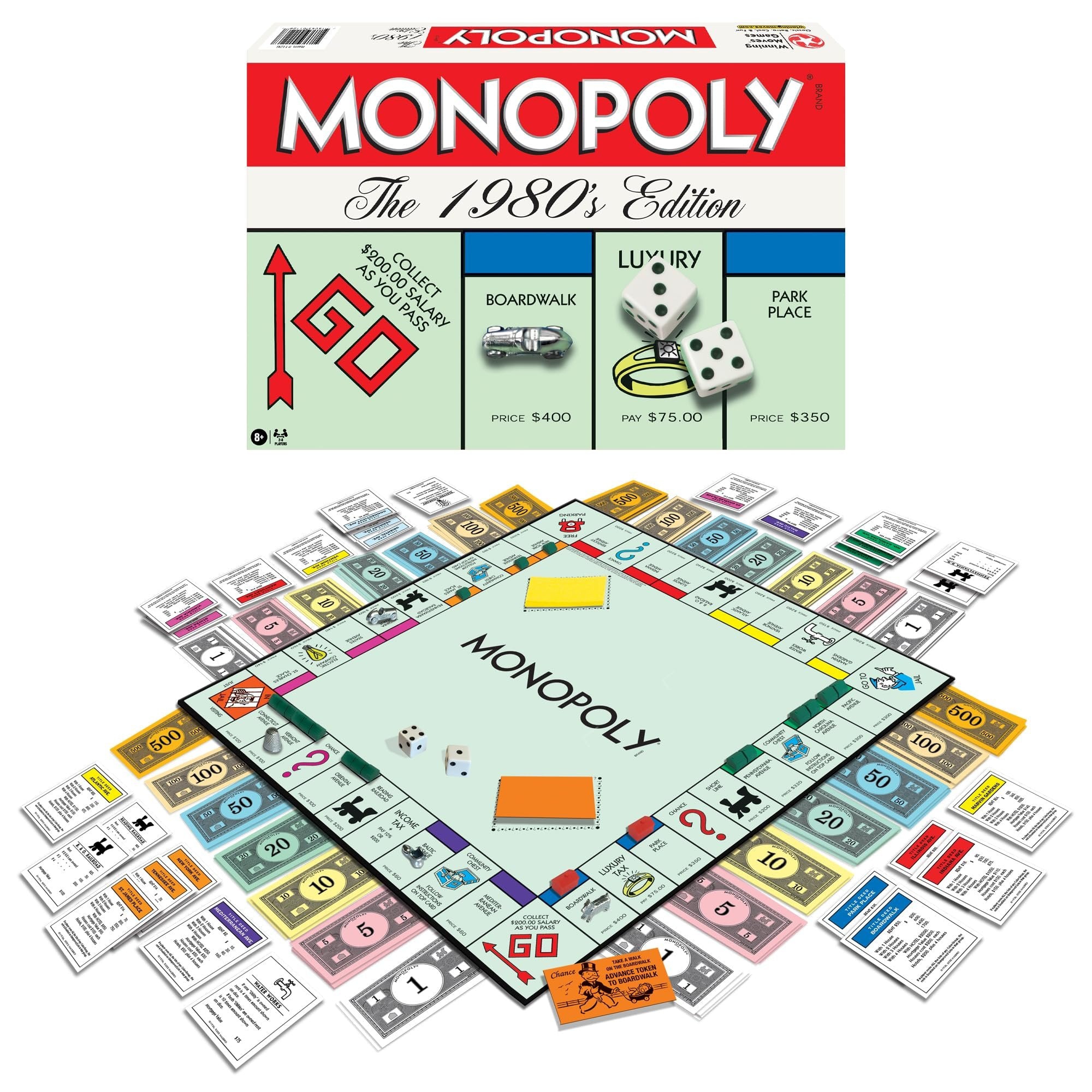Monopoly The 1980s Edition Board Game by Winning Moves USA with Classic Tokens and Retro Artwork for 2–8 Players Ages 8 and Up