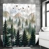 Paaaawaters Green Misty Forest Shower Curtain Set Ombre Sage Green White Waterproof Fabric Shower Curtains - 2 of 4