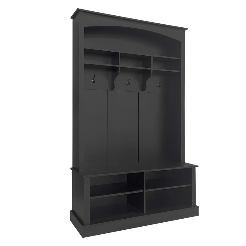 47.2"W 3-in-1 Design Hall Tree with 3 Hooks, Shoe Storage, Coat Hanger and Entryway Storage Bench - ModernLuxe, 5 of 14