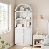 Bookcase with Doors Arched Bookshelf 71.65in Tall Bookcase Farmhouse Cabinet with Shelves - 2 of 4