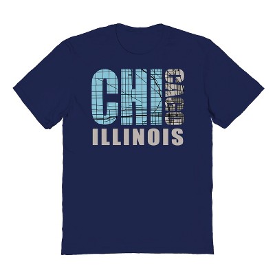 Rerun Island Men's Chicago Illinois City Short Sleeve Graphic Cotton T-shirt