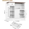 Kitchen Microwave Cabinet with Storage & Drawers, Small Buffet Cabinet with Glass Doors & Adjustable Shelf, Wooden Sideboard - 2 of 4