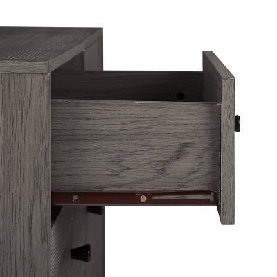 Gray Wood Mid-Century Modern Media Console with Storage