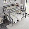 MAYEERTY Twin over Full Bunk Bed with Ladder, Wooden Bed Frame with High Guardrail and Ladder for Kids, No Box Spring Needed, Grey - 3 of 4