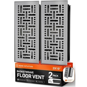 Home Intuition Basketweave Floor Vent Cover 4X10 Inch with Mesh Cover Trap Heat and Air Walkable Metal Floor Vent for HVAC Duct, Light Grey - 1 of 4