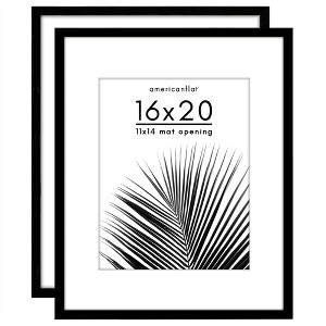 Americanflat 2 Pack of Picture Frames with Mat - Plexiglass Cover - 1 of 4