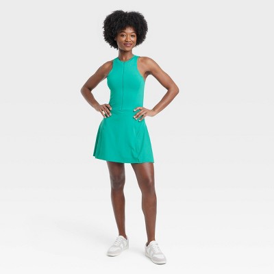Women's Zip-Front Mesh Active Dress - All In Motion™ Green M