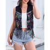 Whizmax Women's Sequin Fringe Vest 70s Denim Party Prom Rave Hippie Sleeveless Loose Costume - 3 of 4