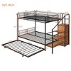 Twin Over Full Metal Bunk Bed with Wire Shelving,  Lateral Storage Ladder and Wardrobe - ModernLuxe - 3 of 4