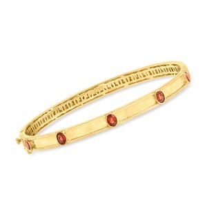 Ross-Simons 0.90 ct. t.w. Garnet Station Bangle Bracelet in 18kt Gold Over Sterling - 1 of 3