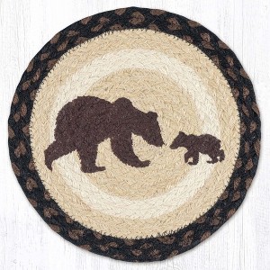 Earth Rugs Happy Bear Cub Round Trivet – 10" Printed Wildlife Design on Braided Natural Jute - 1 of 3