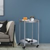 SEVOBAL End Tables Round 2 Tier Rolling Side Table Movable Versatile Storage Display for Bedroom Living Room, Silver gray, 2.36"*19.09"*22.83" - 3 of 4